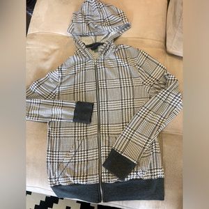 Lightweight zip up hoodie. Grey & white